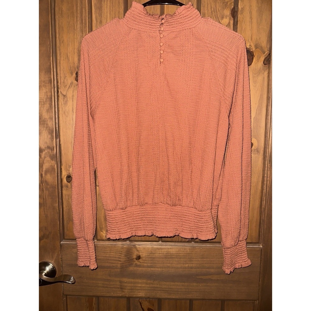 Free People Boulevard Boulevard Textured Top Long Sleeve Mock Neck Orange S - Picture 5 of 6